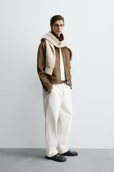 BLOUSON COURT regular fit EFFET DAIM - Marron clair de Zara - Image 3