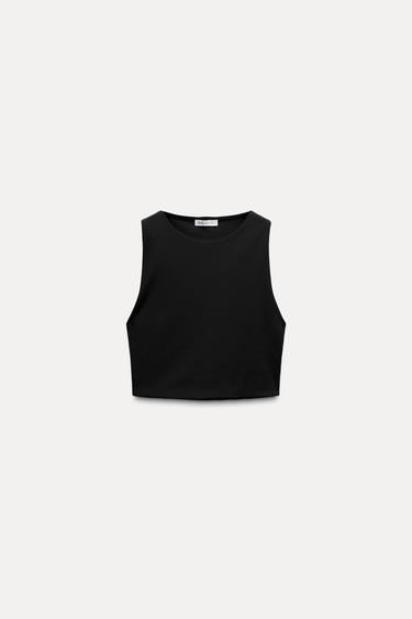POLYAMIDE CROP TOP - Black by Zara