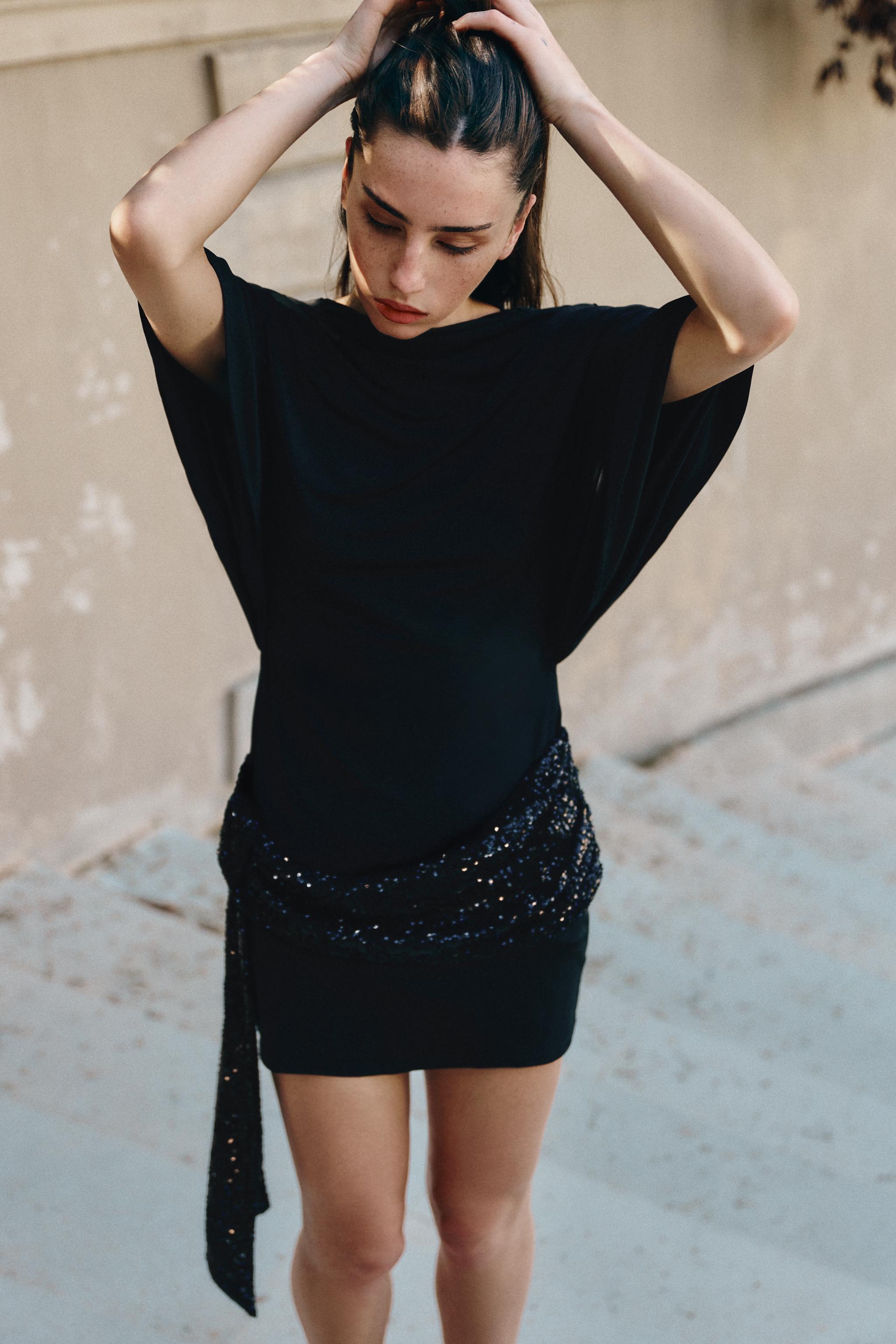 SEQUIN SASH MINI DRESS