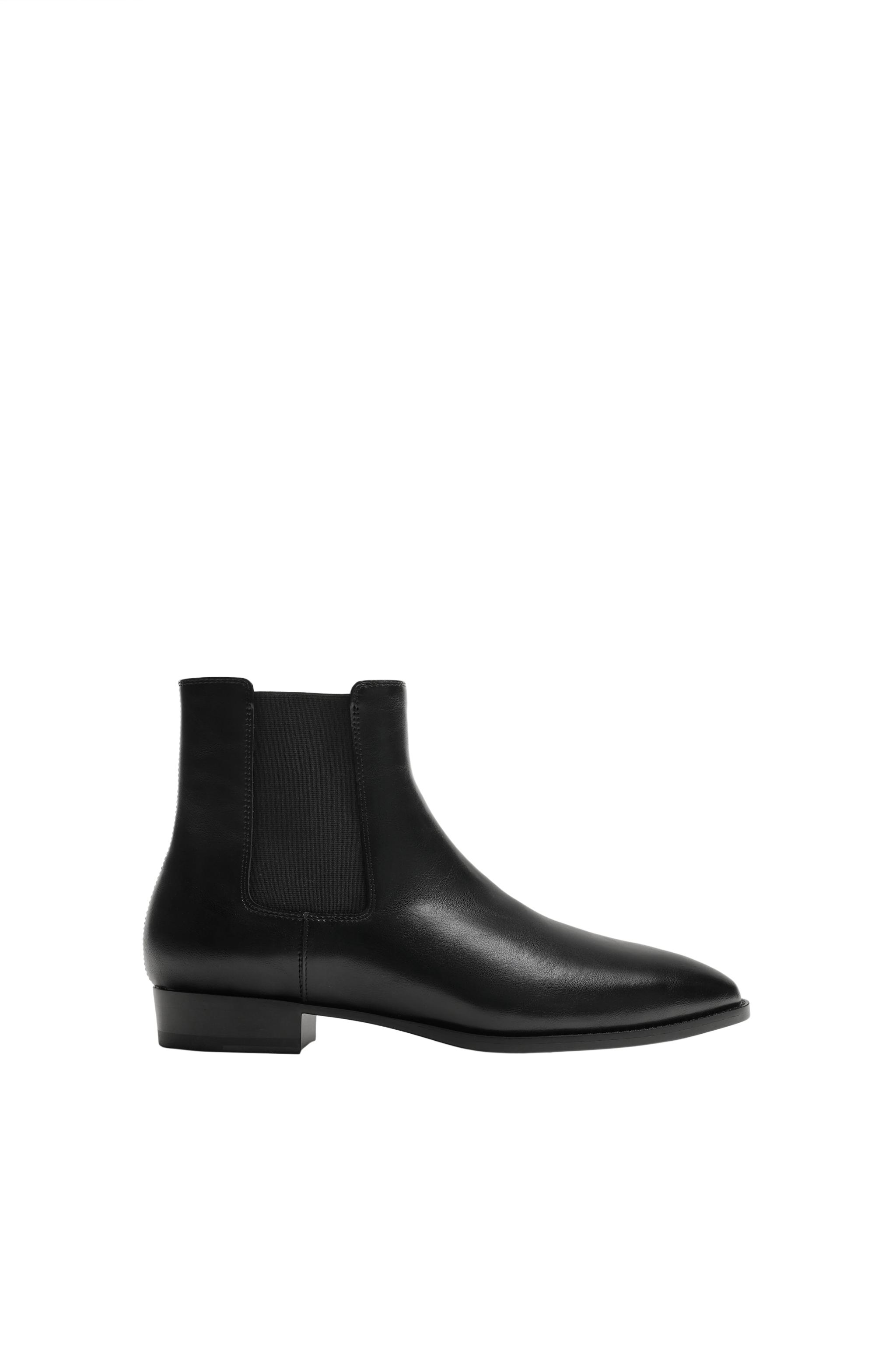 ZARA ポインテッドトゥ レザーチェルシーブーツ ブラック 44 ポインテッドトゥ チェルシーブーツ - ブラック | ZARA Japan / 日本