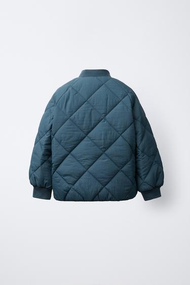 WATER-REPELLENT QUILTED BOMBER JACKET - Green / Blue by Zara - Image 3