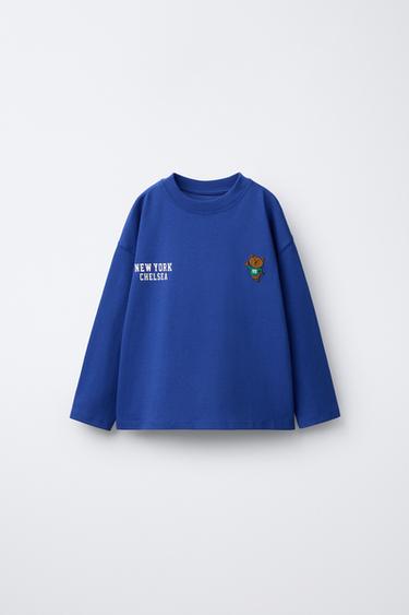 ФУТБОЛКА С ВЫШИВКОЙ «ЛЕВ» — СИНИЙ от Zara