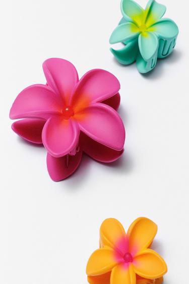 3-PACK OF FLOWER HAIR CLIPS - Fuchsia by Zara