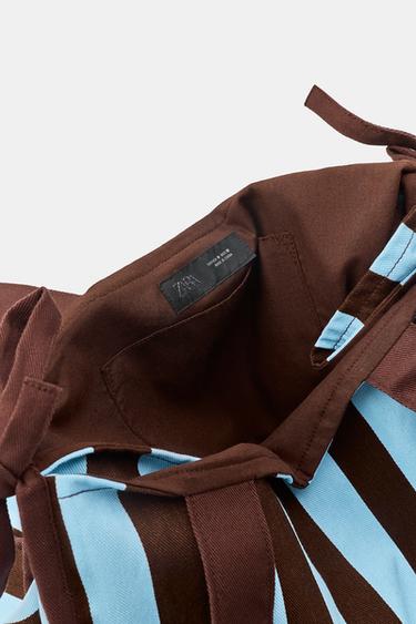 MAXI 100% COTTON STRIPED BAG - Blue by Zara - Image 4