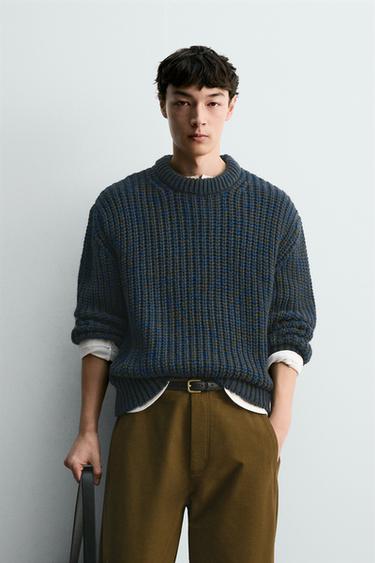 VOLUME TEXTURED JUMPER - Blue by Zara