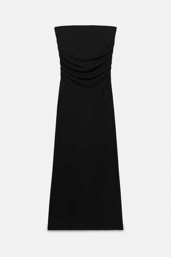 STRAPLESS MIDI DRESS - Black by Zara - Image 0