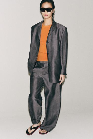 ZW COLLECTION STRAIGHT BLAZER WITH LINEN - Grey by Zara - Image 0