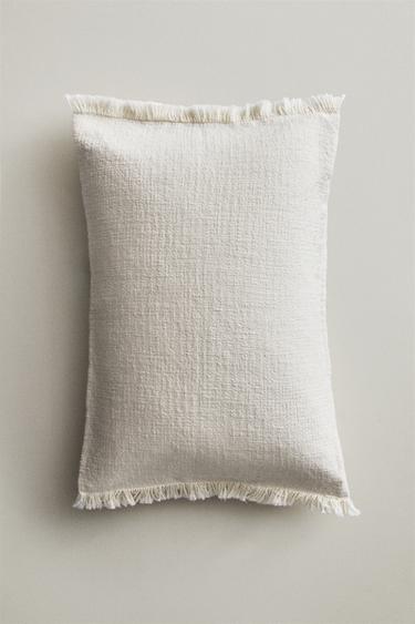Zara FRINGED THROW PILLOW COVER - Ecru