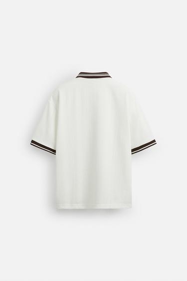 EMBROIDERED SLOGAN JACQUARD POLO SHIRT - White by Zara - Image 7