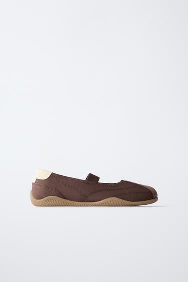 SPORTS BALLET FLATS - Brown by Zara