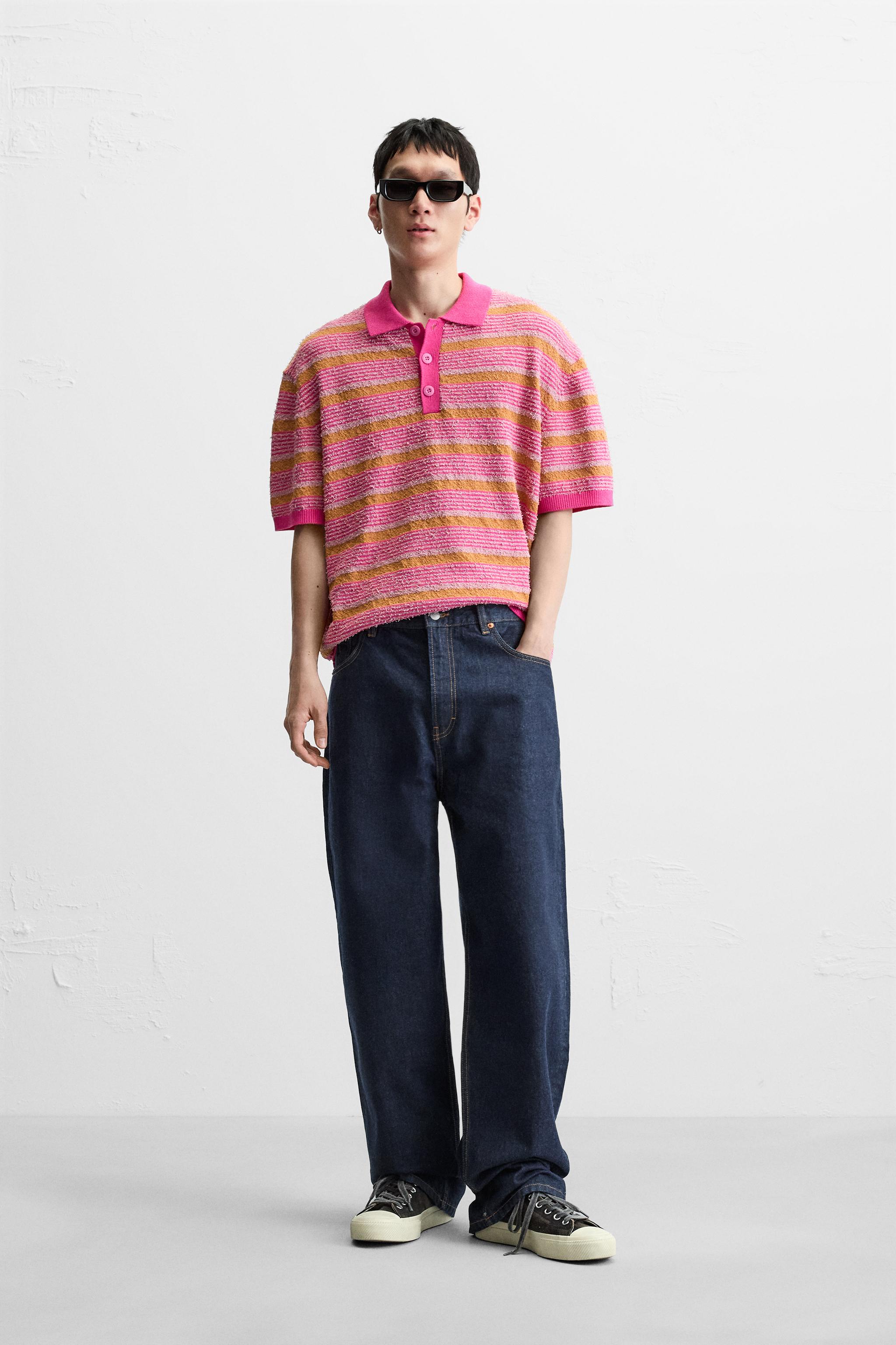 POLO EN MAILLE À RAYURES TEXTURÉ
