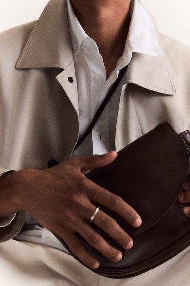 Zara LEATHER CROSSBODY BAG - Brown