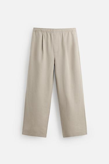 REGULAR FIT JOGGER WAIST TROUSERS - Sand by Zara