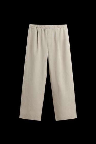 REGULAR FIT JOGGER WAIST TROUSERS - Sand by Zara - Image 0