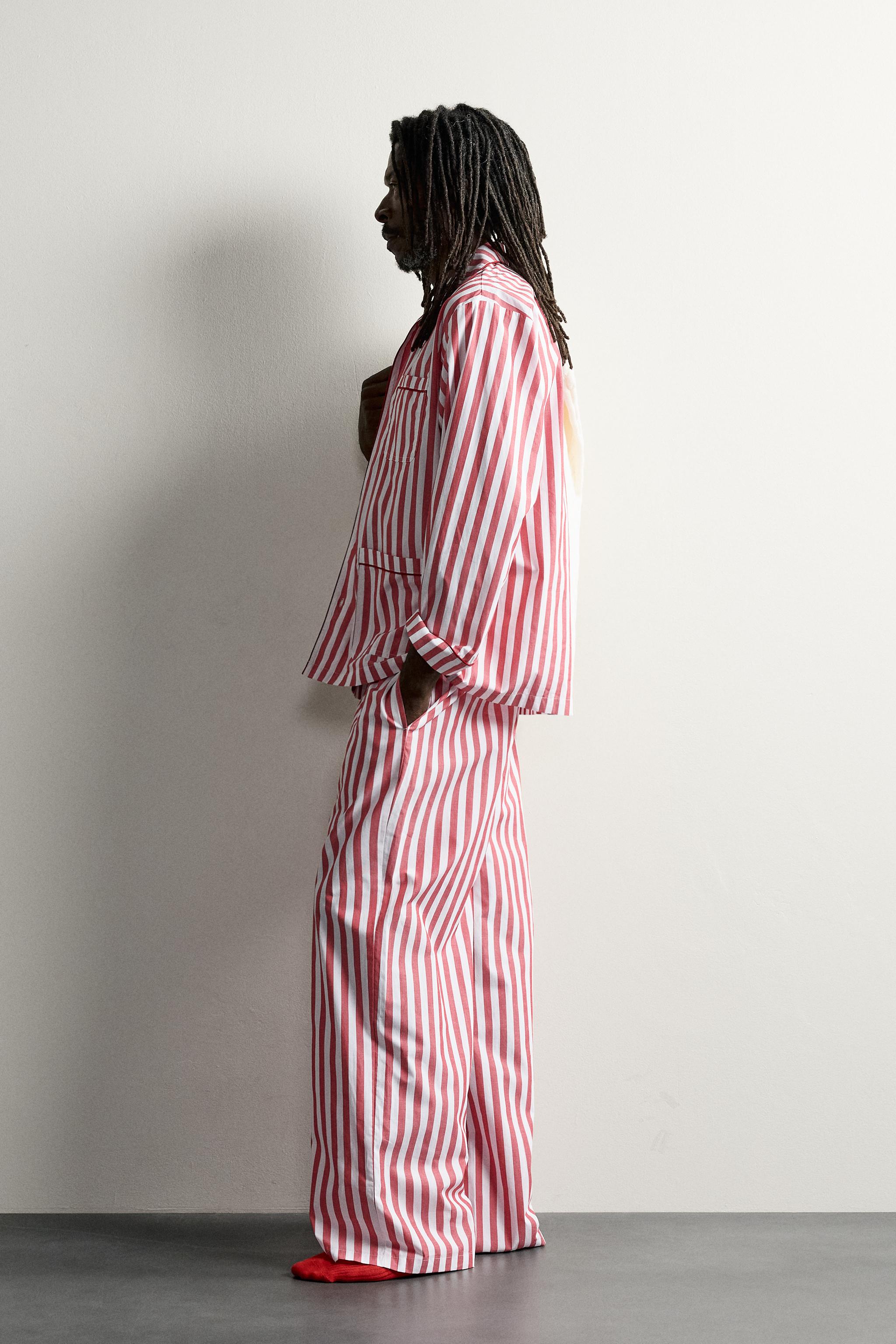 AARON LEVINE X ZARA JACQUARD PAJAMA SET — striped
