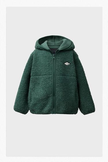 КУРТКА З КАПЮШОНОМ ЗІ ШТУЧНОЇ ОВЧИНИ - Зелений Zara
