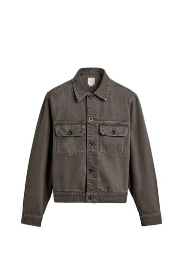 Zara LIMITED EDITION DENIM JACKET - Gray green