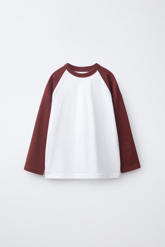 RAGLAN LONG SLEEVE T-SHIRT - Burgundy by Zara - Image 0