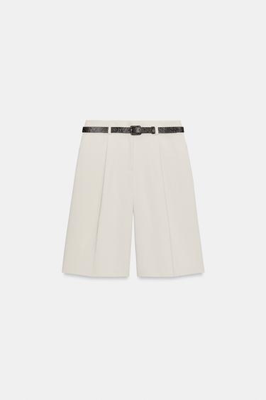 Zara BELTED SHORTS - Beige