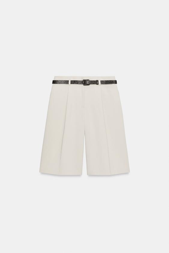 BERMUDAS CINTURÓN - Beige de Zara - Imagen 0