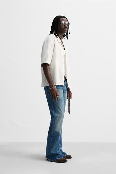 STRIPED EMBROIDERED SHIRT - Ecru by Zara - Image 3