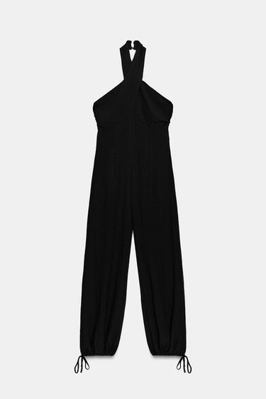 MACACÃO LONGO HALTER BOMBACHA - Preto da Zara - Imagem 0