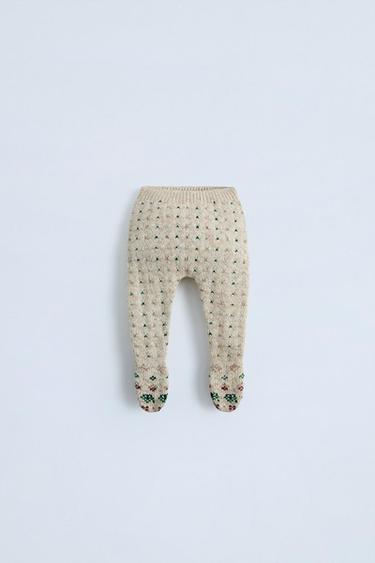 JACQUARD KNIT HOUSES FOOTED LEGGINGS - Light beige by Zara