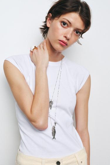 CAMISETA ALGODÓN LAVADA - Blanco de Zara