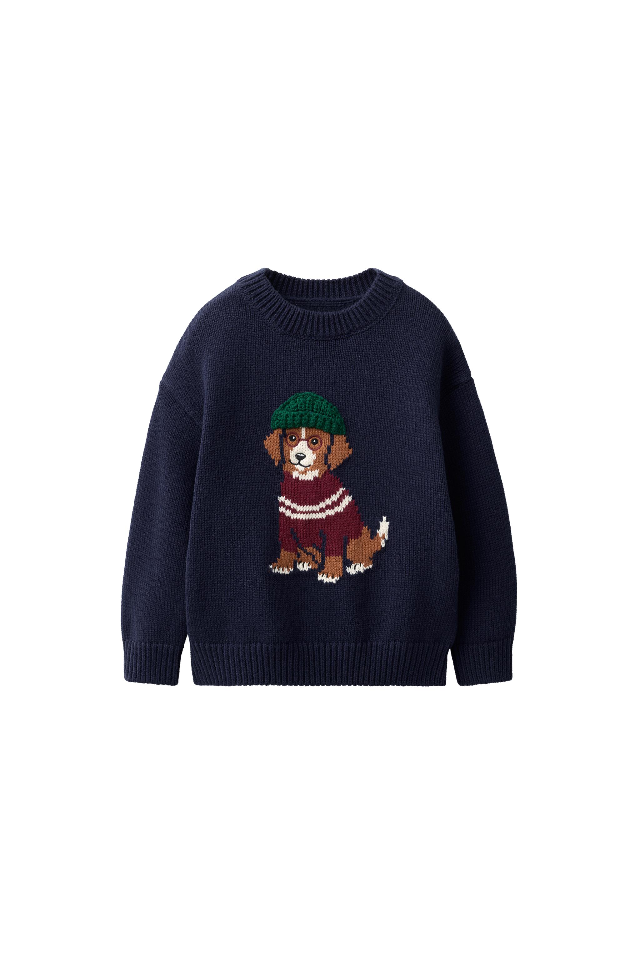 ドッグ刺繍ニットセーター - ネイビーブルー | ZARA Japan / 日本