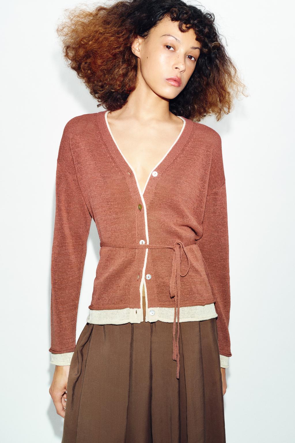 COMBINATION KNIT JACKET WITH BELT