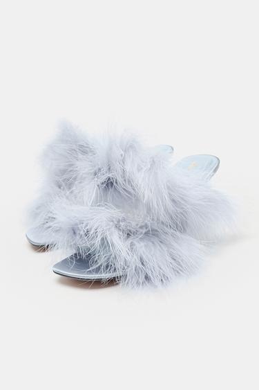 FEATHER HEELED SANDALS - Sky Blue by Zara - Image 2