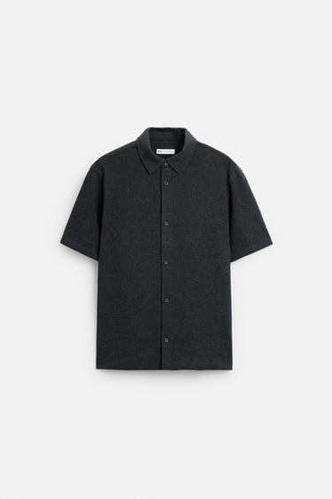 CAMISA REGULAR FIT ESTRUCTURA - Gris oscuro de Zara
