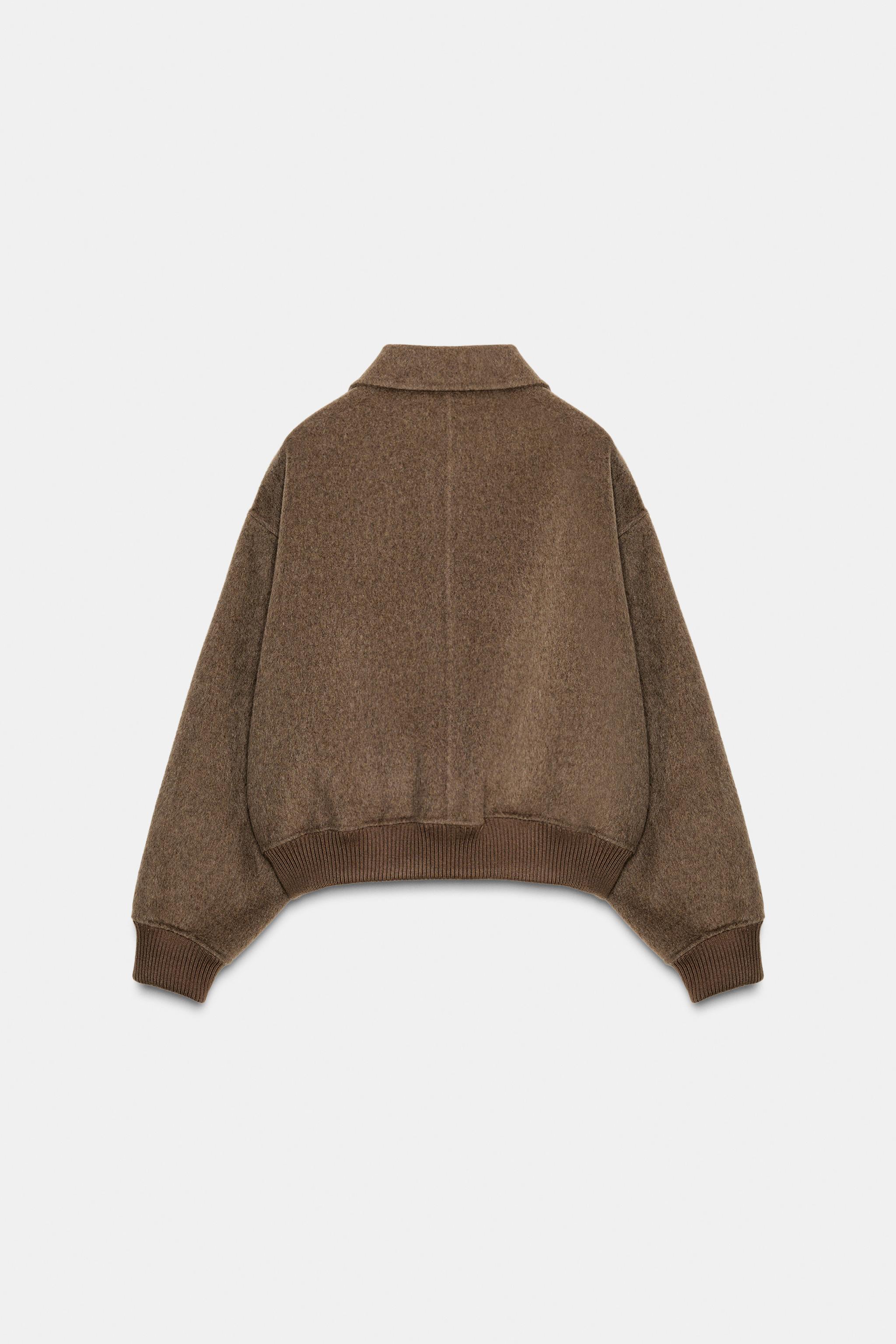 WOOL BLEND BOMBER JACKET ZW COLLECTION - Brown / Taupe | ZARA Iraq