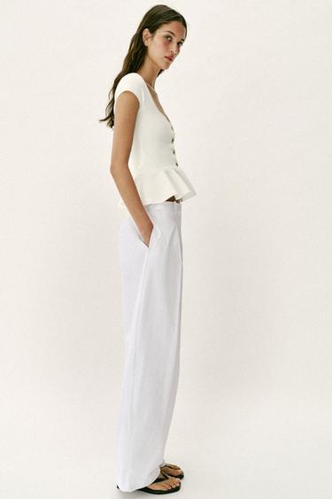 TOP PÉPLUM À BOUTONS - Blanc cassé de Zara - Image 3