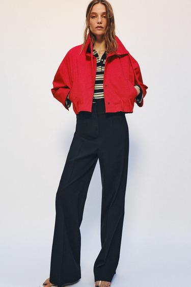 Zara HIGH-WAISTED WOOL PANTS ZW COLLECTION - Dark navy