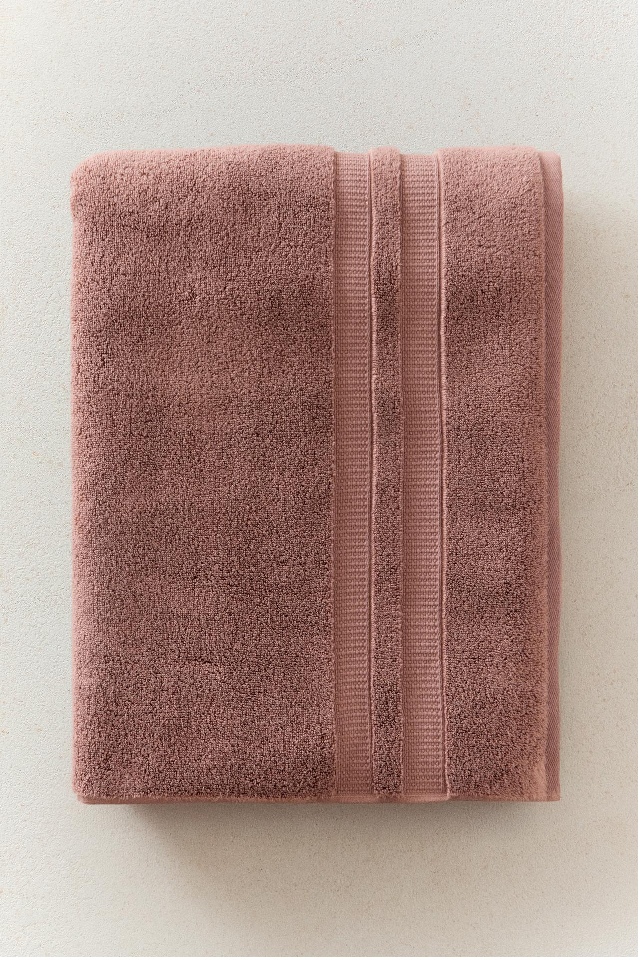 EXTRA SOFT DOUBLE-BORDER BATH TOWEL — Dark russet