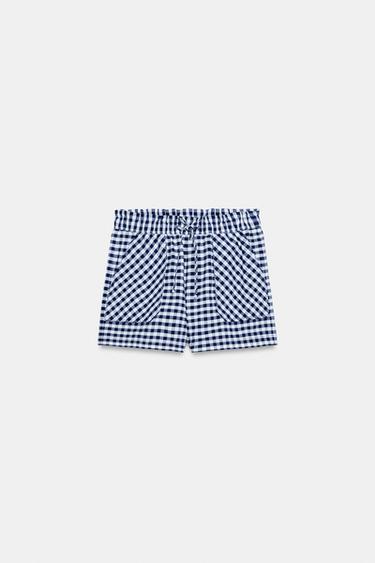 SHORT À CARREAUX VICHY ZW COLLECTION - Blanc / Bleu marine de Zara - Image 8