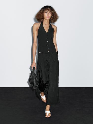 Zara Knit halter neck waistcoat - Black - Image 0