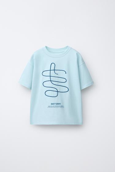 T-SHIRT À LACET ET FORME - Bleu de Zara