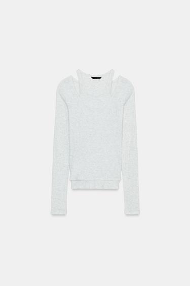 DOUBLE RIBBED T-SHIRT - Grey marl by Zara