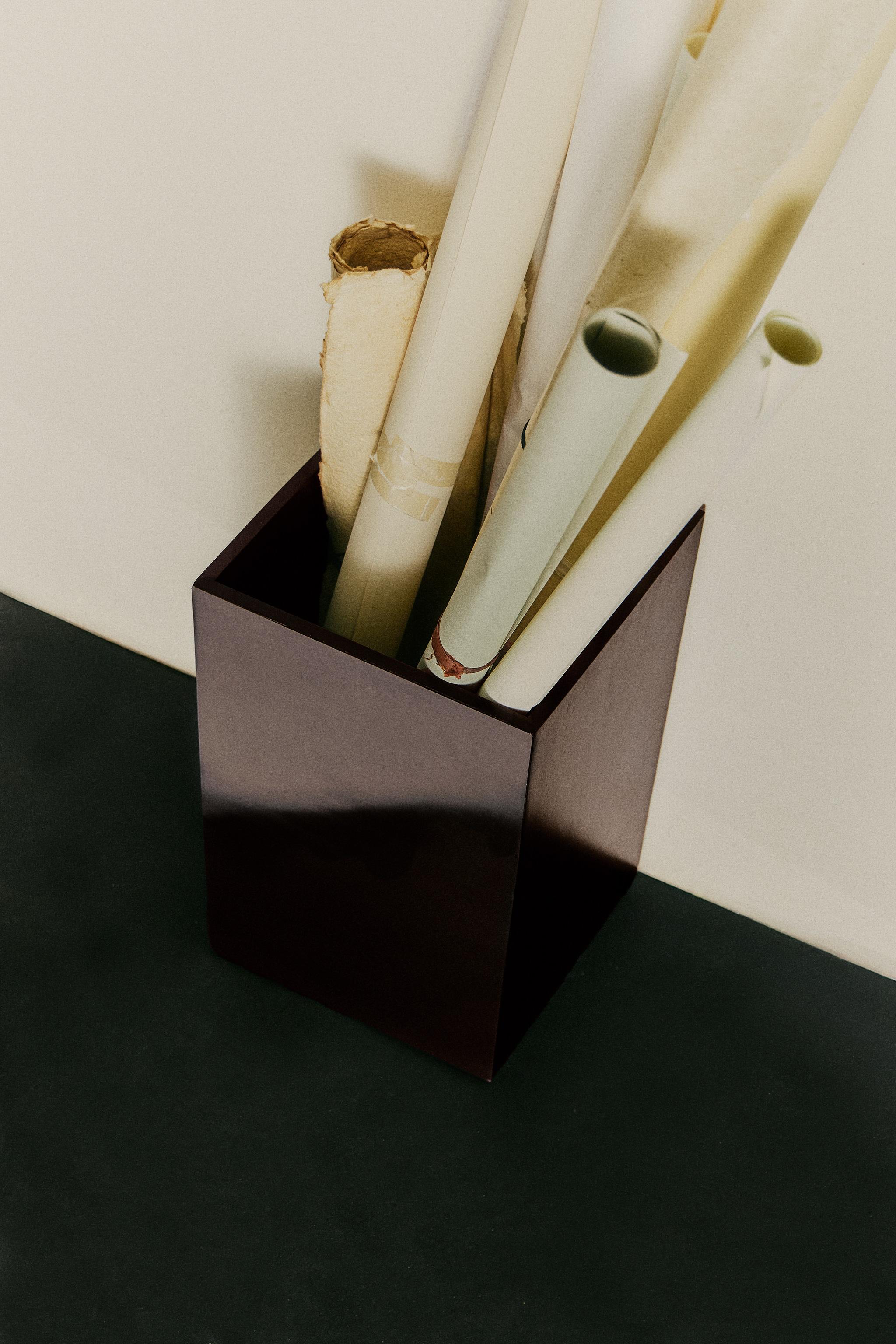 RECTANGULAR METAL BIN — Brown