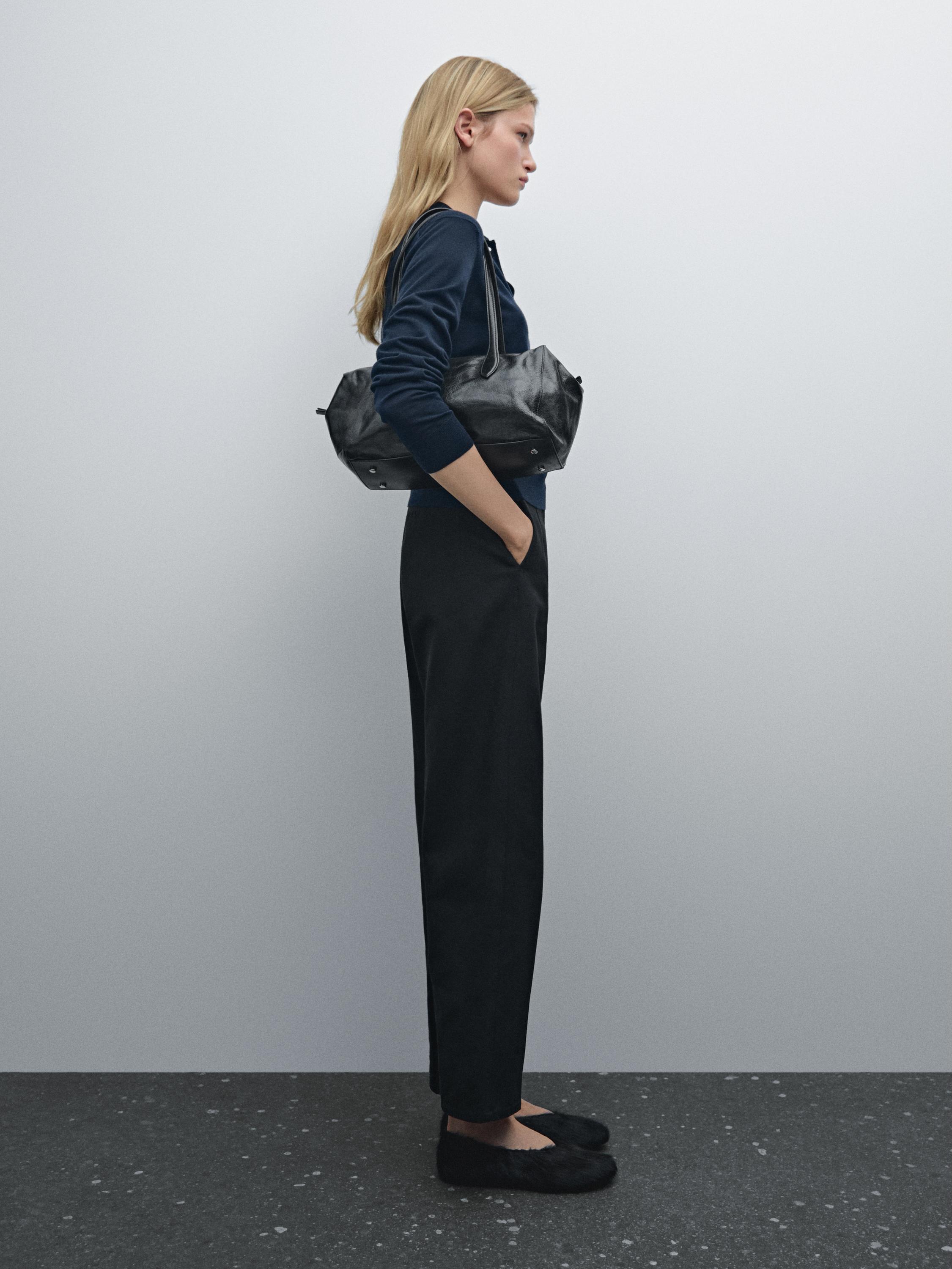 Wide-leg cotton trousers with no waistband - Black | ZARA Wide-leg cotton trousers with no waistband - Black | ZARA
