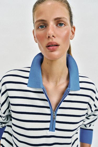 POLO EN MAILLE À RAYURES - rayures de Zara - Image 4