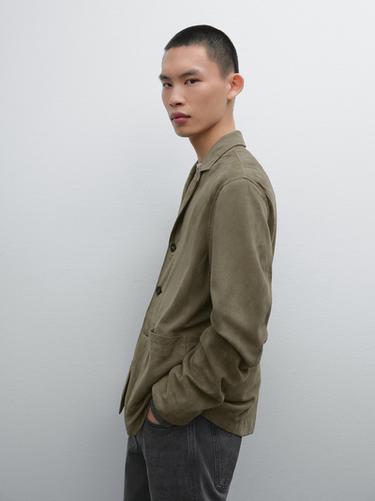Zara Suede leather blazer - Light green