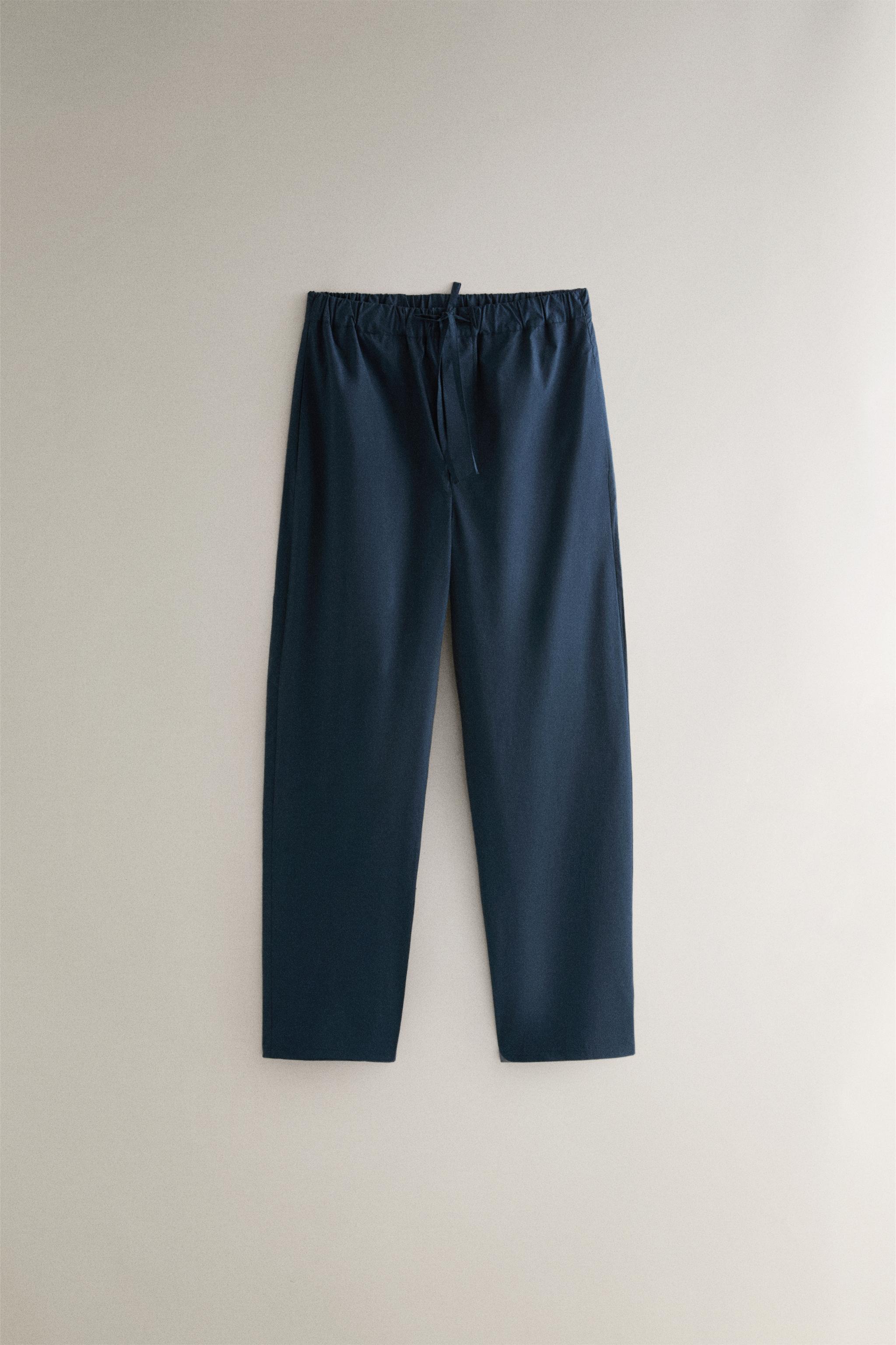 COTTON POPLIN TROUSERS - Blue | ZARA United Kingdom
