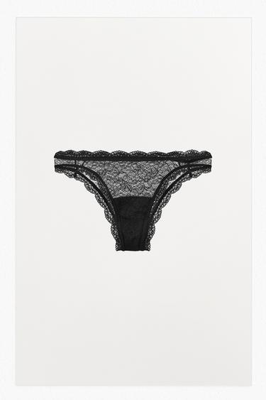 BRAGUITA ENCAJE - Negro de Zara