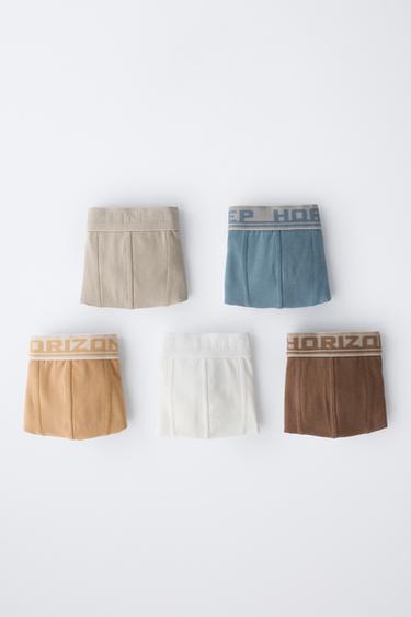 6-14 ANS/ LOT DE CINQ BOXERS INSCRIPTION EN RELIEF - Multicolore de Zara - Image 4