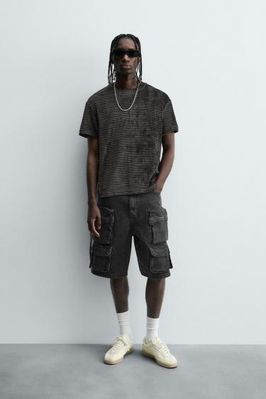 CAMISETA ESTRUTURA LAVADA - Cinza-escuro da Zara - Imagem 0