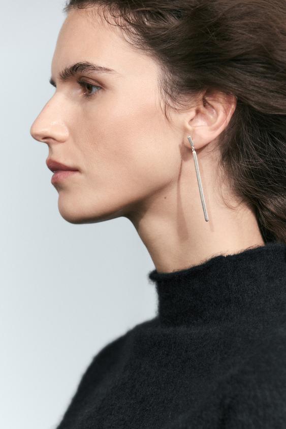 Boucles d’oreilles pendantes à rayures - Argent de Zara - Image 0