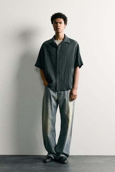 RELAXED FIT TEXTURED SHIRT - Blue by Zara - Image 0